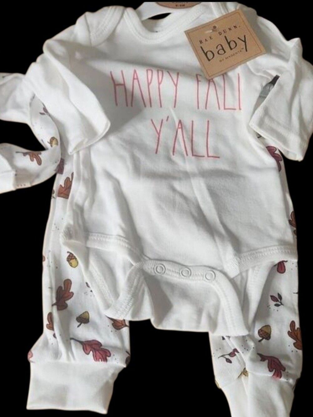 Rae Dunn Happy Fall Y'all baby girl 3 piece outfit 0-3 months